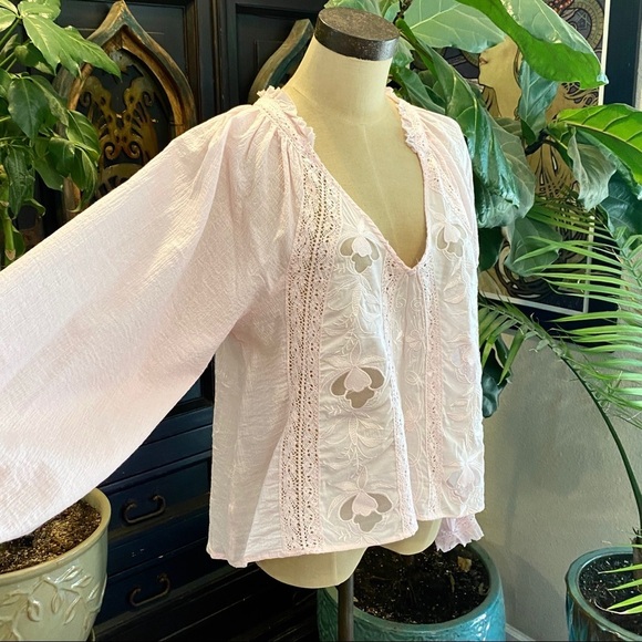Free People Sivan lilac clouds pink peasant top - Picture 12 of 16